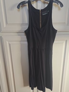 Cynthia Rowley Black Sleeveless Mini Dress with Gold Zip